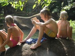 Reading after a swim in very cold water hole
